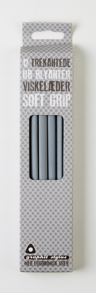 Blyant Graphit Stylus soft grip grå 12 stk