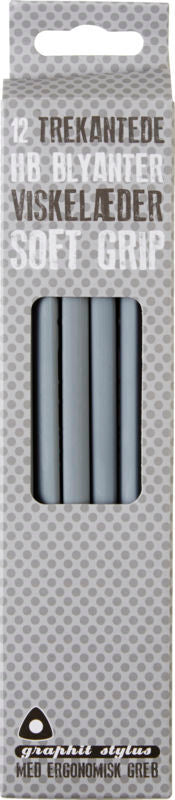Blyant Graphit Stylus soft grip grå 12 stk