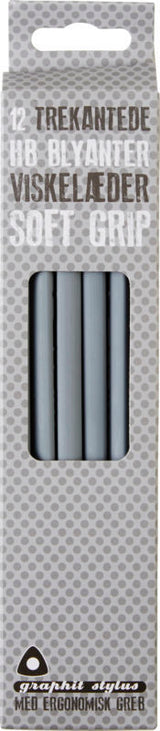 Blyant Graphit Stylus soft grip grå 12 stk