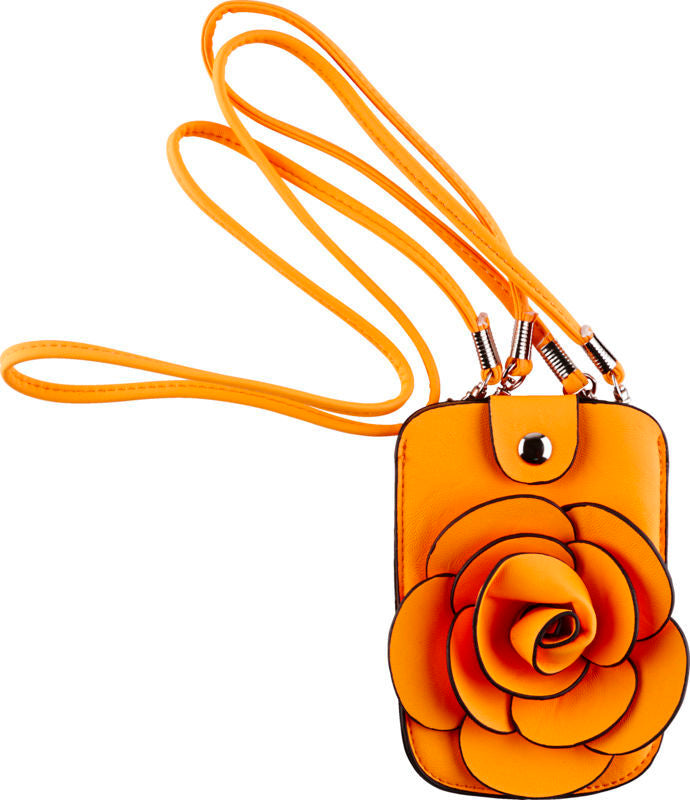 MOBILTASKE NEON ORANGE MED BLOMST