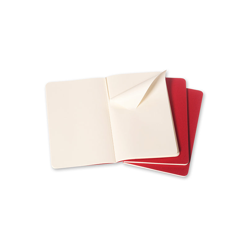 Notesbog Moleskine large cahiers rød 3 stk m/80 blanke ark