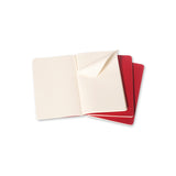 Notesbog Moleskine large cahiers rød 3 stk m/80 blanke ark