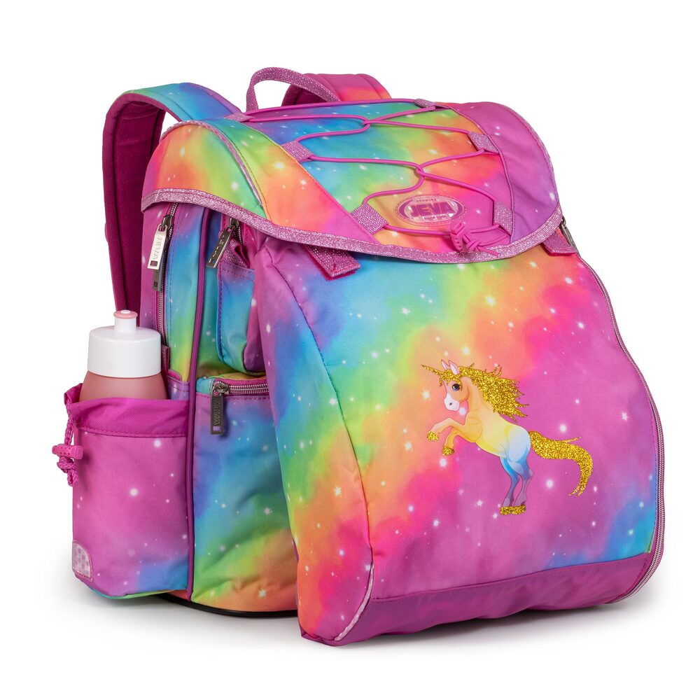 Skoletaske Jeva intermediate rainbow unicorn