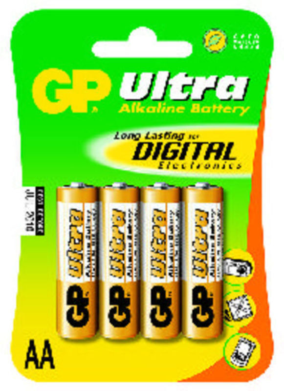 BATTERI GP AA LR6 PK A 4STK PÅ KORT