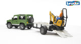 Bruder Land Rover med trailer og JCB micro gravemaskine