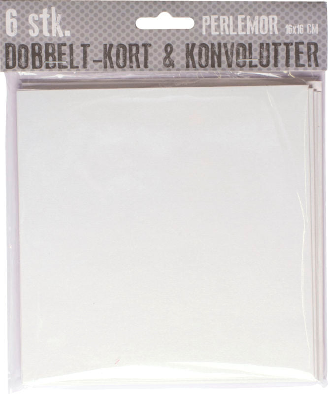6 DOBBELTKORT MED KONVOLUTTER PERLEMOR 16X16MM
