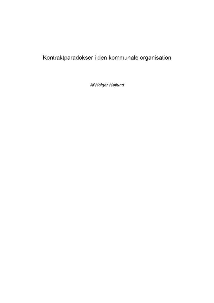 Kontraktparadokser i den kommunale organisation