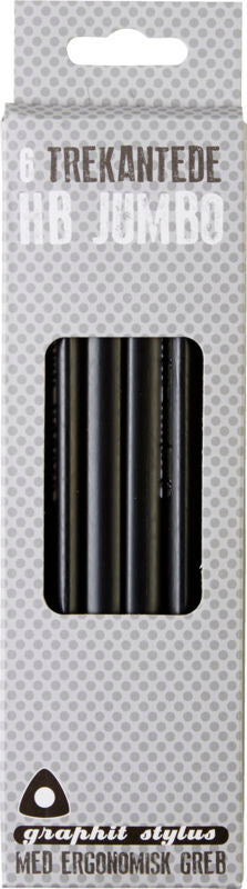 Blyant Graphit Stylus HB jumbo sort 6 stk