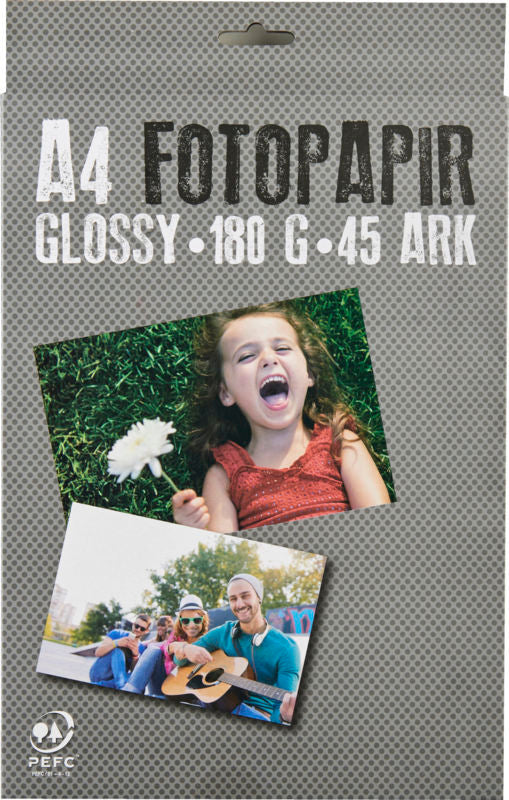 Fotopapir A4 180g glossy m. 45 ark