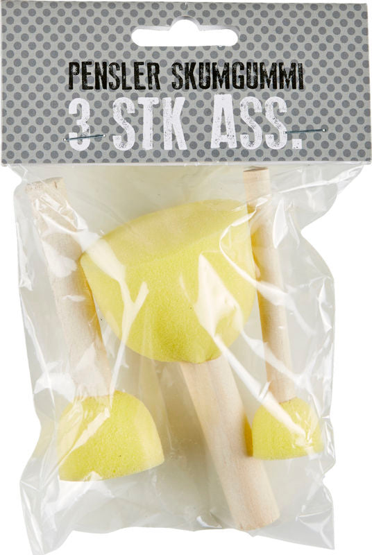 PENSLER SKUMGUMMI TIL STENCILS 3 STK ASS.