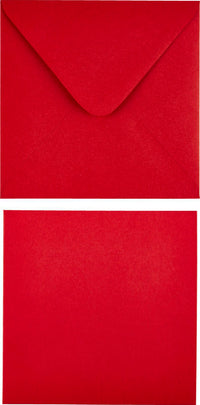 6 DOBBELTKORT MED KONVOLUTTER MØRKERØD 16X16MM