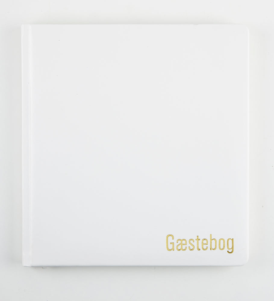 GÆSTEBOG HVID PU M. GULDTRYK