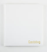 GÆSTEBOG HVID PU M. GULDTRYK