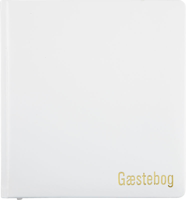 GÆSTEBOG HVID PU M. GULDTRYK
