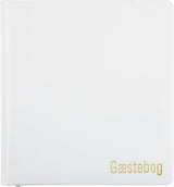 GÆSTEBOG HVID PU M. GULDTRYK