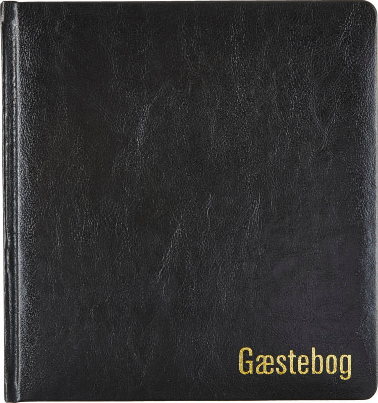 GÆSTEBOG SORT PU M. GULDTRYK