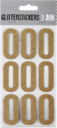 STICKERS GLITTER GULD TAL 0 M. 2 ARK