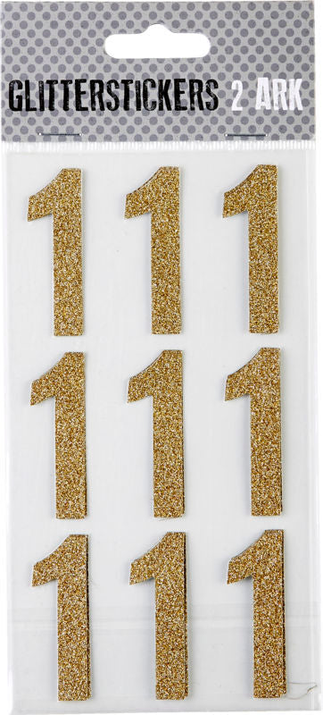 STICKERS GLITTER GULD TAL 1 M. 2 ARK