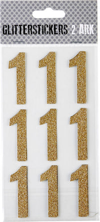 STICKERS GLITTER GULD TAL 1 M. 2 ARK