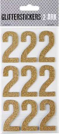 STICKERS GLITTER GULD TAL 2 M. 2 ARK