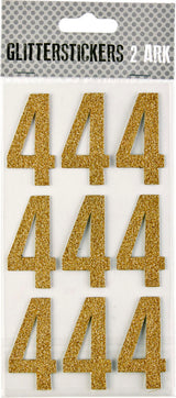 STICKERS GLITTER GULD TAL 4 M. 2 ARK