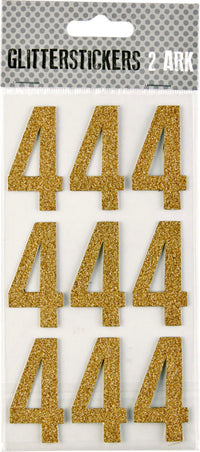STICKERS GLITTER GULD TAL 4 M. 2 ARK