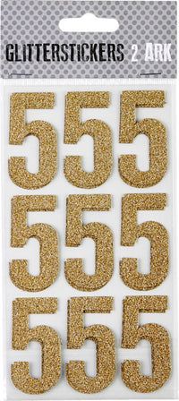 STICKERS GLITTER GULD TAL 5 M. 2 ARK