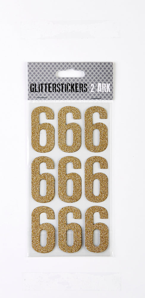 STICKERS GLITTER GULD TAL 6 M. 2 ARK