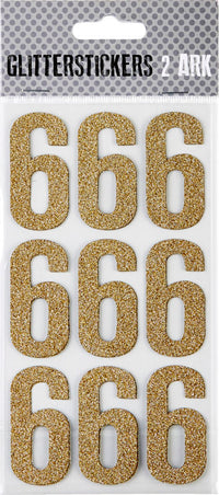 STICKERS GLITTER GULD TAL 6 M. 2 ARK
