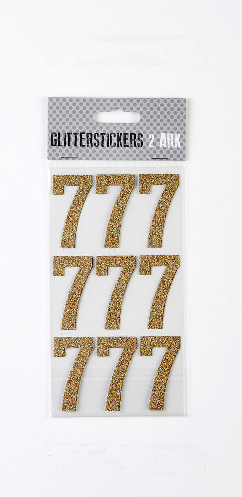 STICKERS GLITTER GULD TAL 7 M. 2 ARK