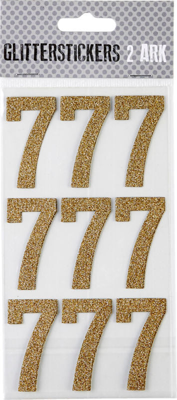 STICKERS GLITTER GULD TAL 7 M. 2 ARK