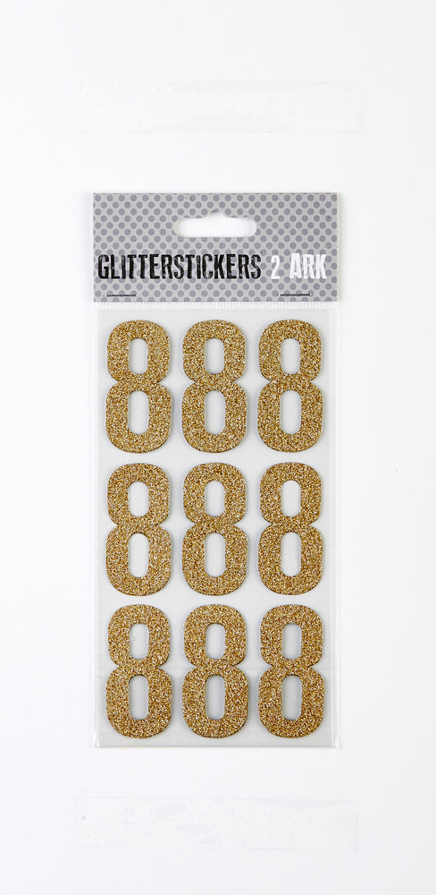 STICKERS GLITTER GULD TAL 8 M. 2 ARK