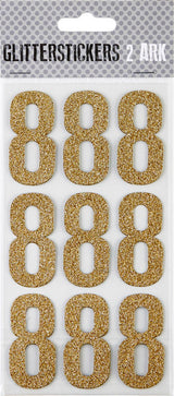 STICKERS GLITTER GULD TAL 8 M. 2 ARK