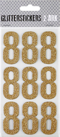 STICKERS GLITTER GULD TAL 8 M. 2 ARK