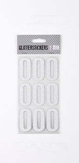 STICKERS GLITTER SØLV TAL 0 M. 2 ARK