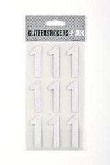 STICKERS GLITTER SØLV TAL 1 M. 2 ARK