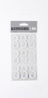 STICKERS GLITTER SØLV TAL 3 M. 2 ARK