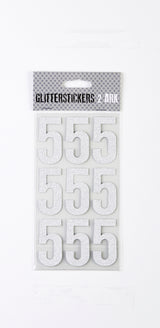 STICKERS GLITTER SØLV TAL 5 M. 2 ARK