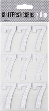 STICKERS GLITTER SØLV TAL 7 M. 2 ARK