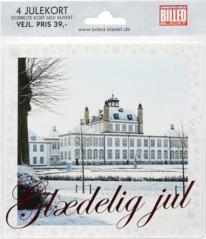 JULEKORT BILLED BLADET 4 STK.