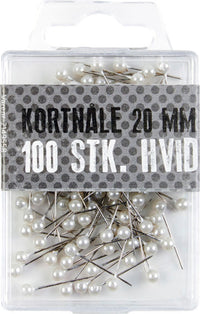 Kortnåle plast hvid 20 mm 100 stk
