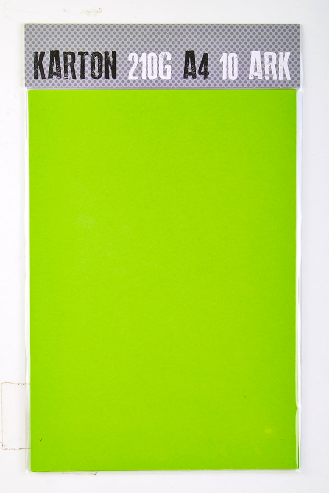 KARTON A4 210G LIMEGRØN M. 10 ARK
