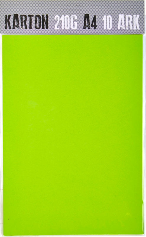 KARTON A4 210G LIMEGRØN M. 10 ARK