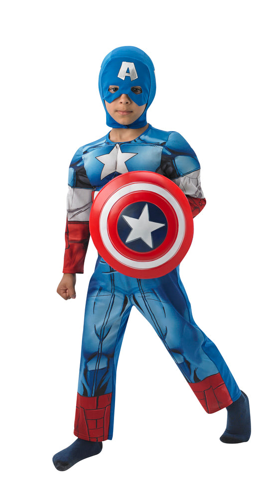 CAPTAIN AMERICA DRAGT MED MUSKLER STR. 7-8 ÅR