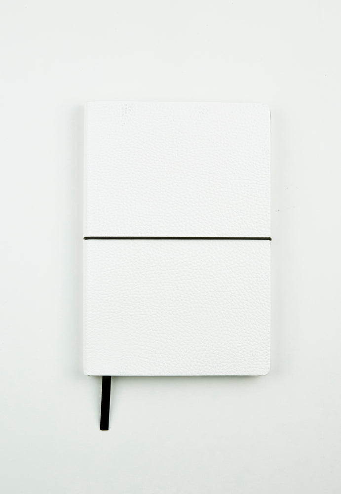 NOTESBOG PU M. ELASTIK HVID A5