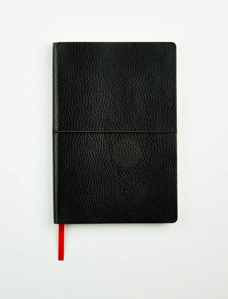 Notesbog pu m. elastik sort A5