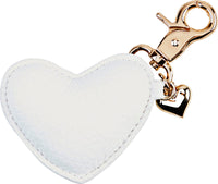 NØGLERING HJERTE HVID PU GULD KEYHANGER