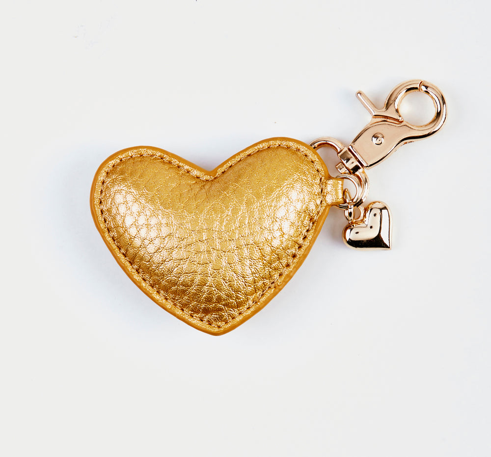 NØGLERING HJERTE GULD PU GULD KEYHANGER