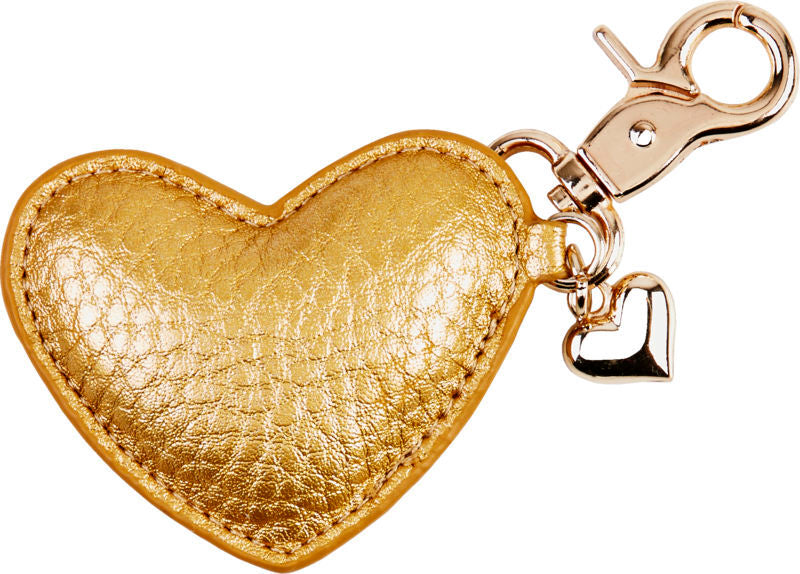 NØGLERING HJERTE GULD PU GULD KEYHANGER