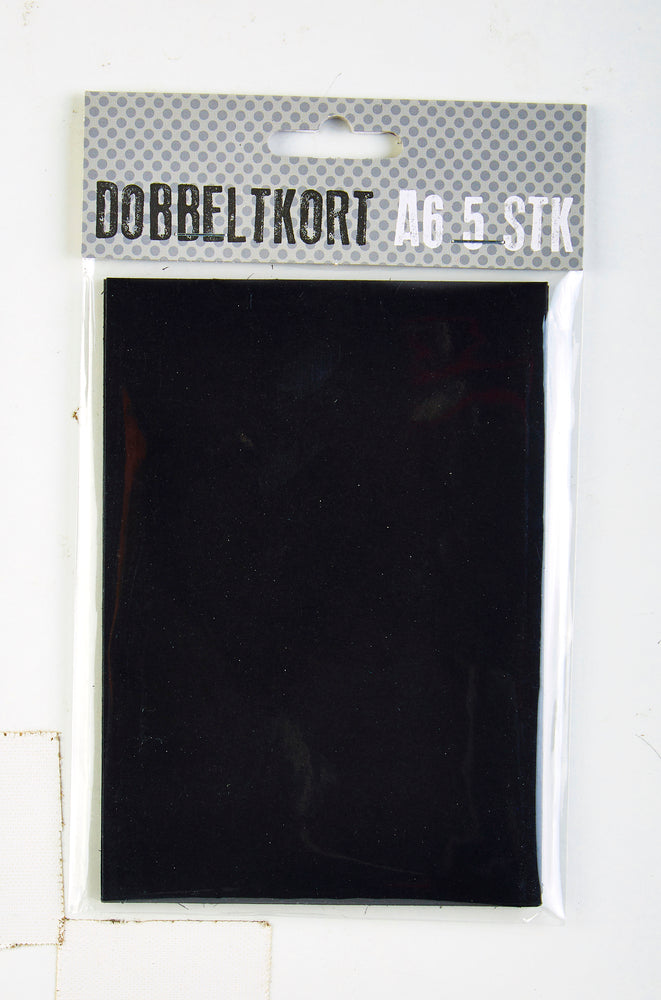 KORT A6 DOBBELT SORT 5 STK